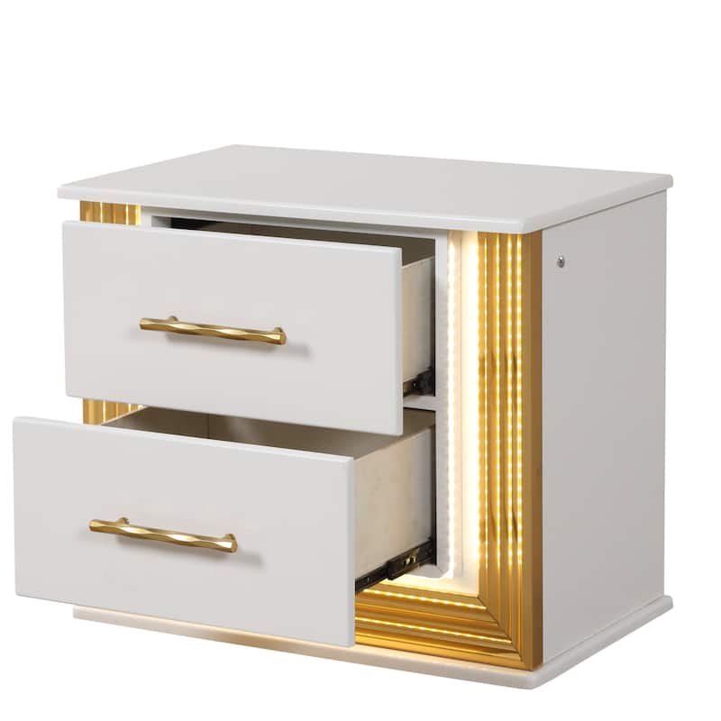 Contemporary Style 2-Drawer Nightstand - White