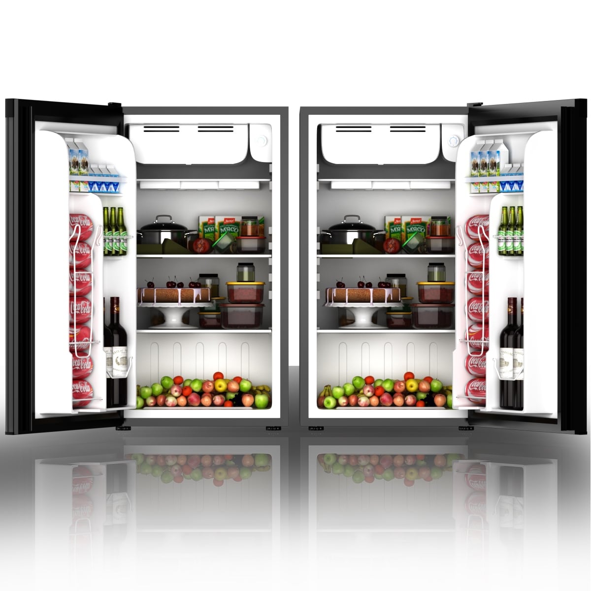 Costway 3.3 Cu. ft. Compact Refrigerator w/ Freezer 2 Reversible Door Mini Fridge Black Refrigerators