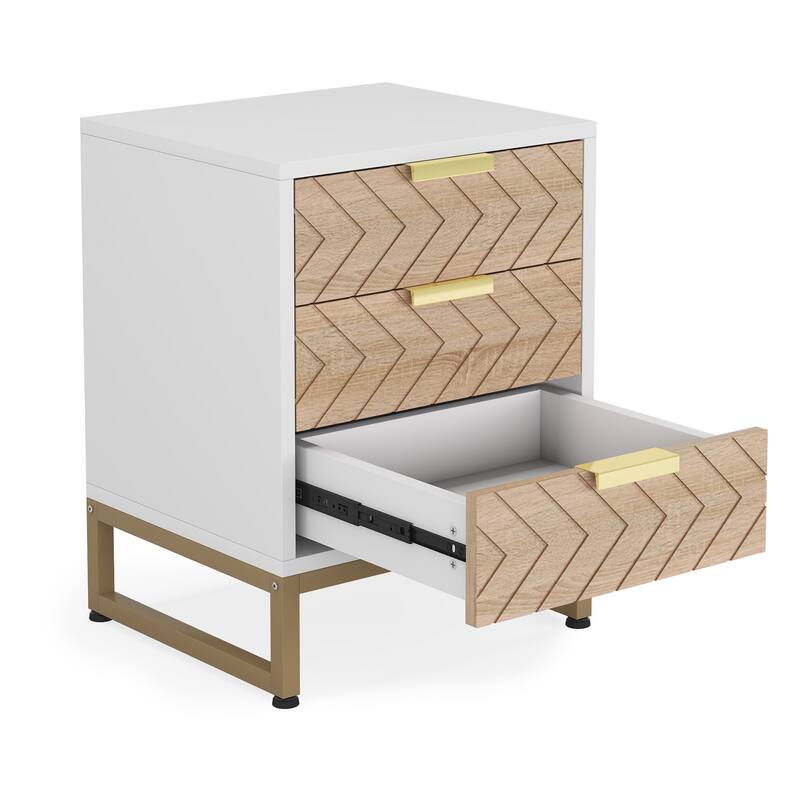 Set of 2 Modern Nightstands with 3 Drawers, 17"