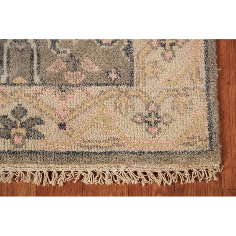 Gray & Ivory Oushak Indian Runner Rug Handmade Wool Carpet - 2'6"x 9'9"