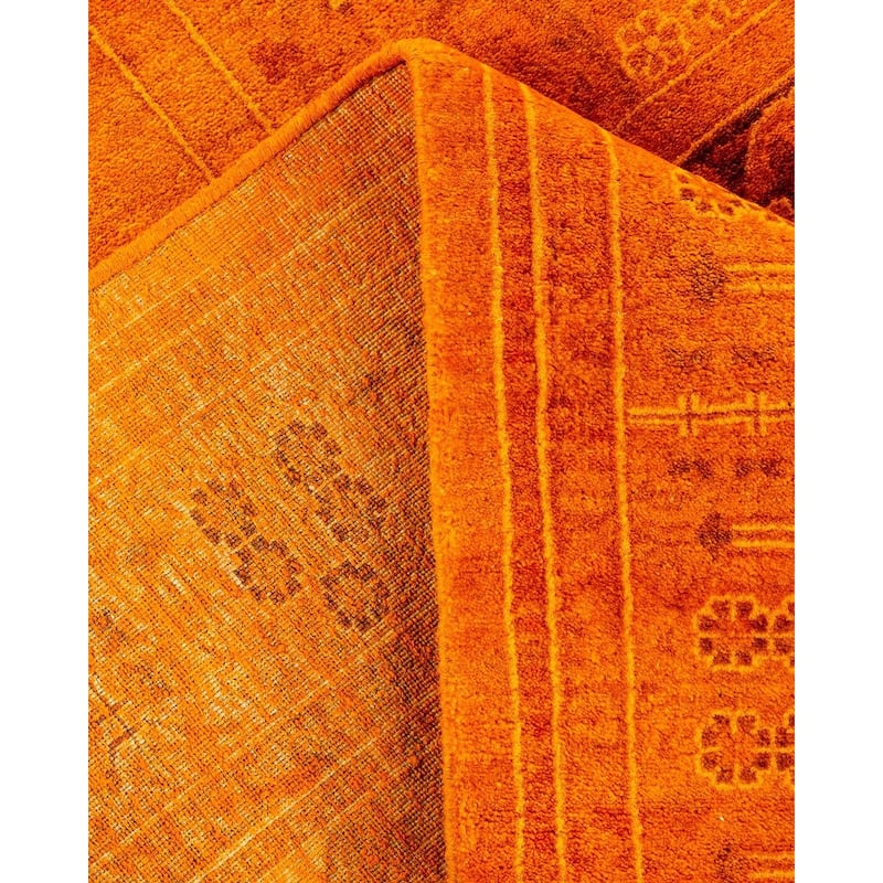 Overton Hand Knotted Wool Vintage Inspired Modern Contemporary Overdyed Orange Runner Rug - 3' 1" x 11' 8"