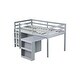 preview thumbnail 9 of 20, Twin Size Kids Low Loft Bed with Storage Drawer & Pull-Out Desk, Dorms Wood Bed Frame Space-Saving with Safety Guardrail