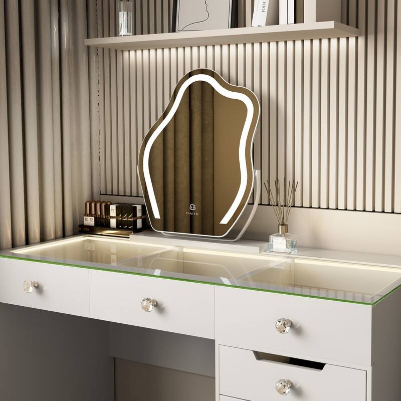 VANITII Makeup Vanity Cloud LED Mirror 18" x 22" With Lights Strip Smart Control Wall Mount Decor Glass White