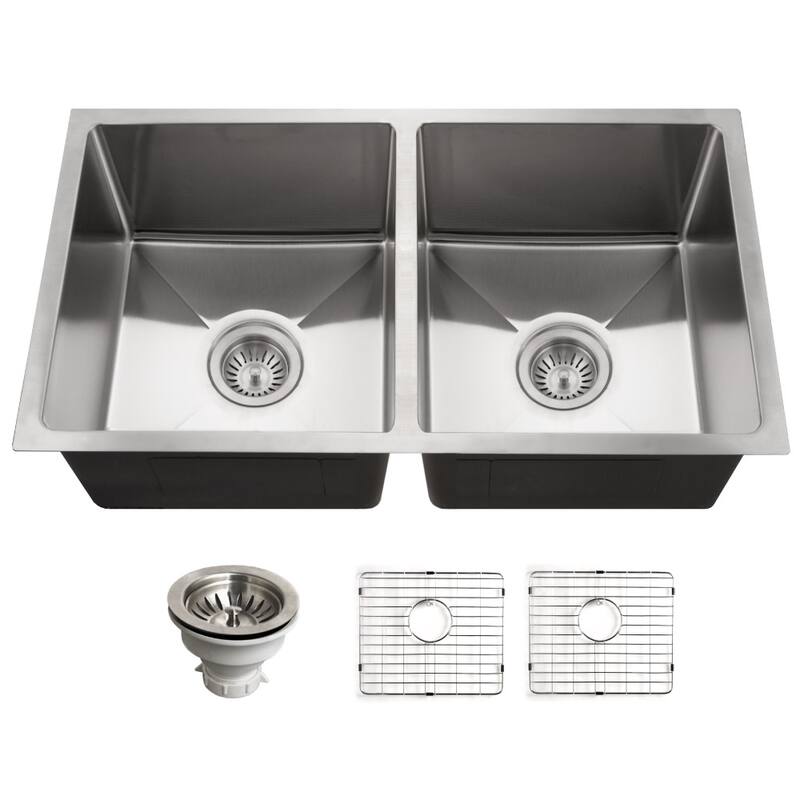 Houzer Nouvelle 31-1/8" Undermount Double Basin Stainless Steel - Stainless Steel