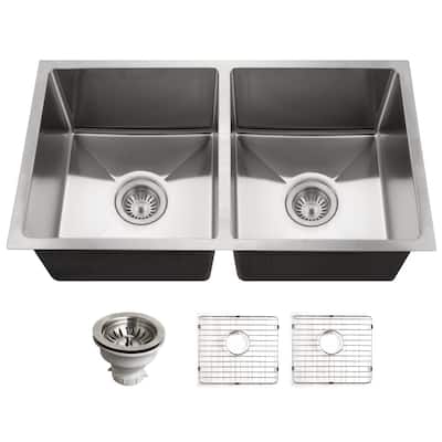 Houzer Nouvelle 31-1/8" Undermount Double Basin Stainless Steel