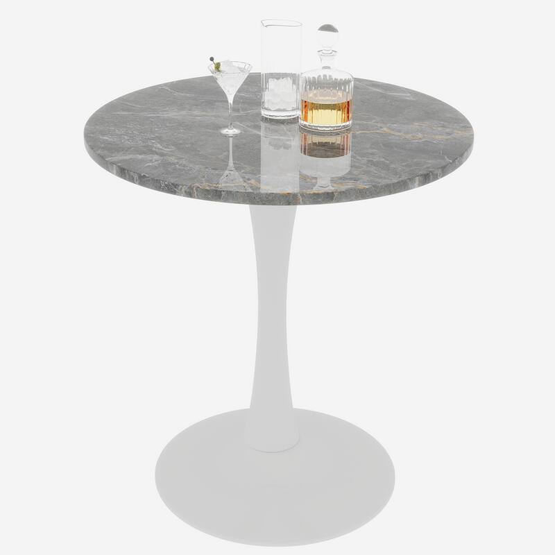 Mid-century modern style dining table suitable for 2-4 people - Gray+White