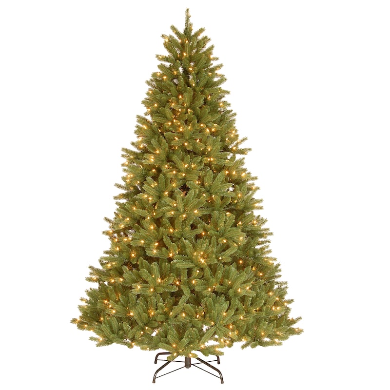 National Tree Company 7.5 ft. 'Feel-Real' Grande Fir Medium Hinged Tree with 750 Clear Lights - 7.5 Foot