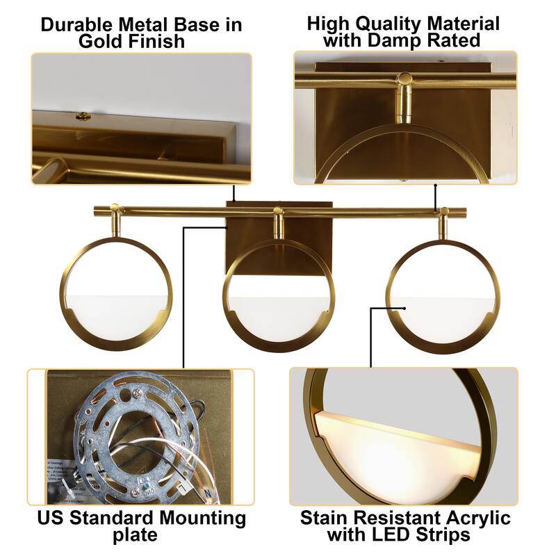 ExBrite Modern Style 3-Light LED Vanity Light, Energy-Efficient