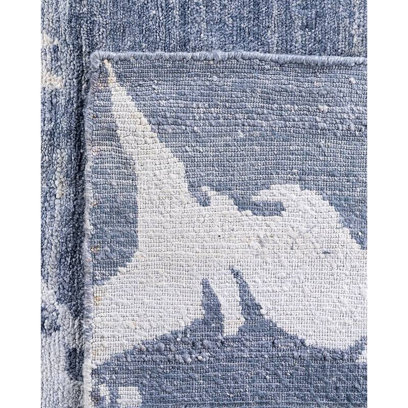 Modern One-of-a-Kind Hand-Knotted Area Rug, Blue - 9' 2" x 11' 10"