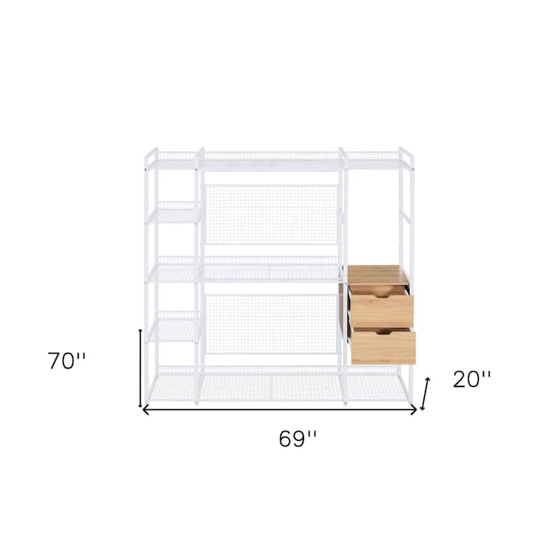 HomeRoots 69" White Metal Closet System