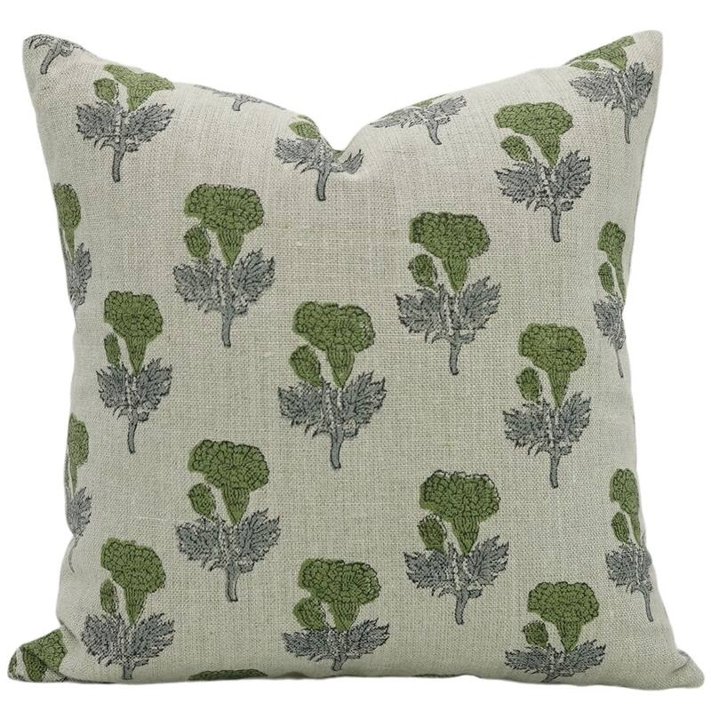 Linen Boho Block print pillow Cover - Manmohan - Pillow Covers - 22" x 22"
