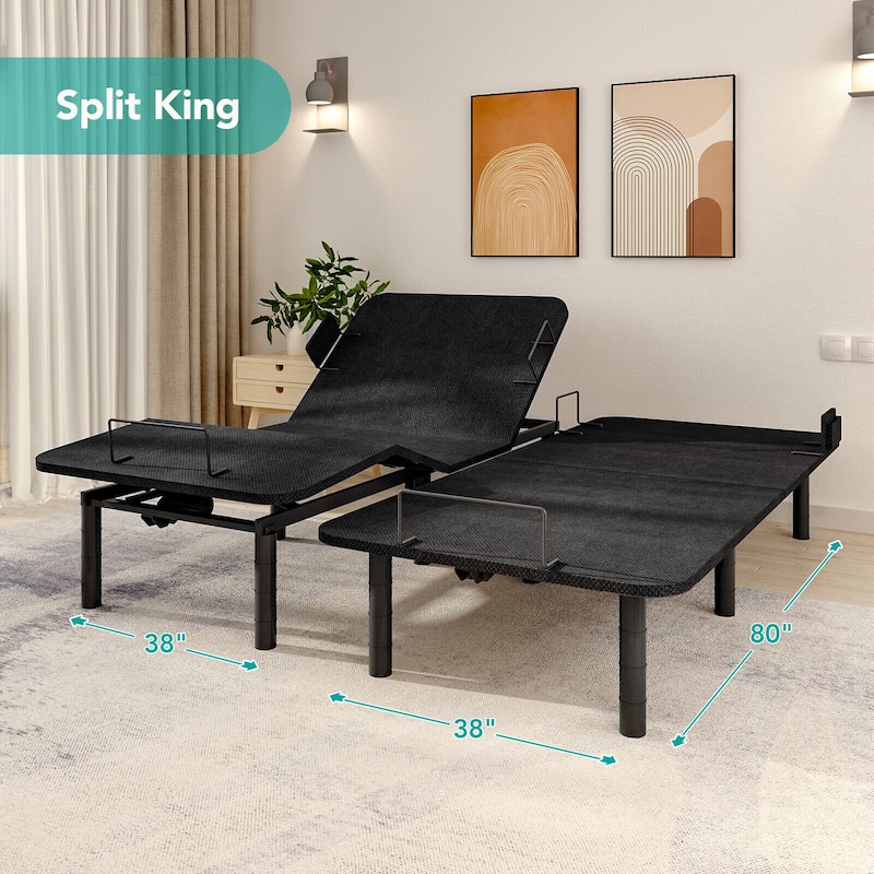 FunniHomi Electric Adjustable Bed Frame with Wireless Remote Zero