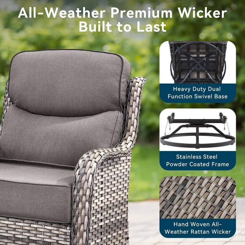 Pocassy 4Pieces Swivel Glider Chairs with 5Inch 6Inch Cushion
