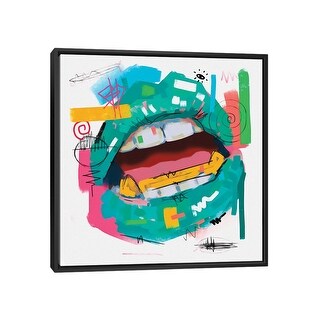 iCanvas "Lips Open Teal" by NUWARHOL Framed
