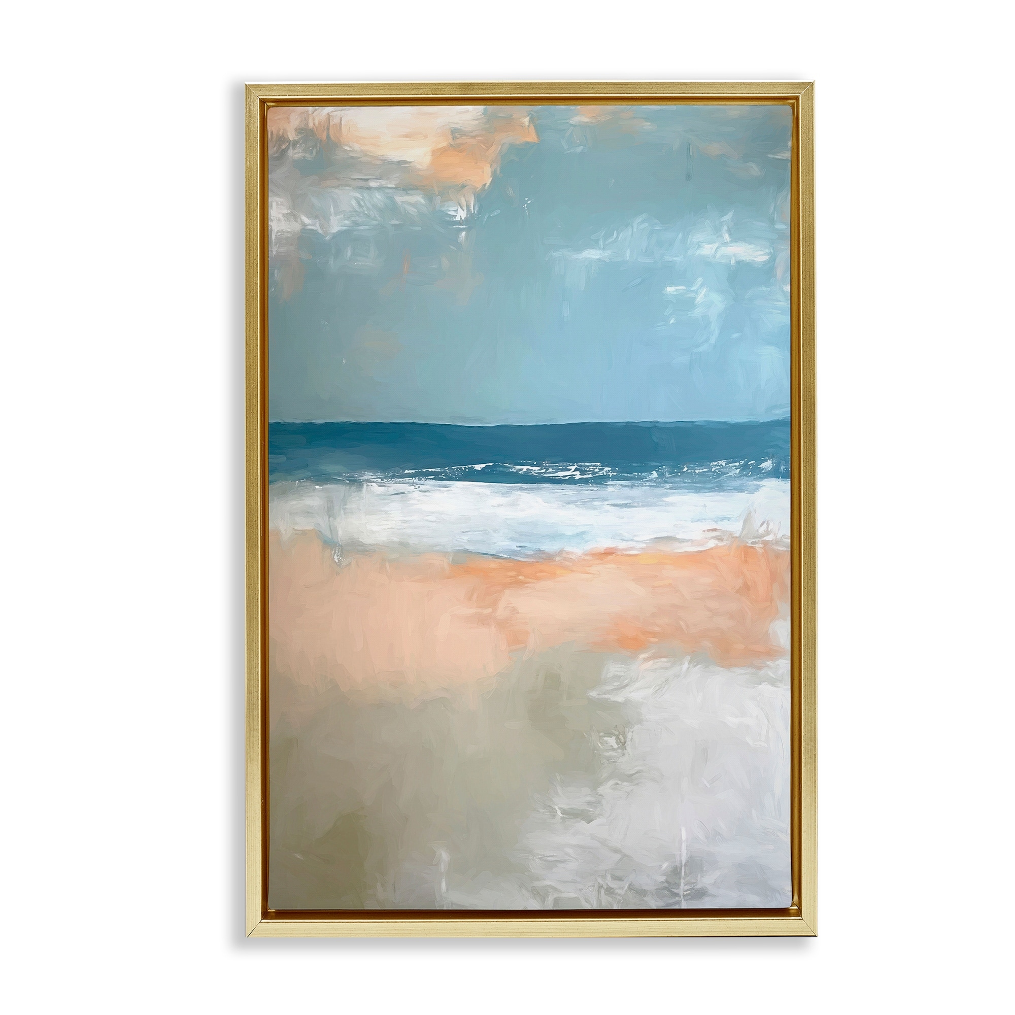Stupell Beautiful Day At Beach Abstract Framed Floater Canvas Wall Art Design By Ramona Murdock