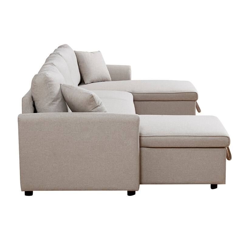 Fashionable U-Shape Pull-out Sleeper Sectional Sofa