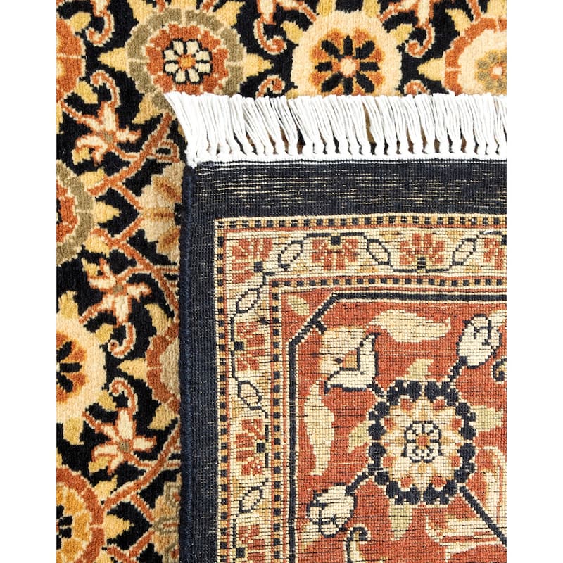 Overton Handknotted Wool Traditional Oriental Black Area Rug - 4' x 6'