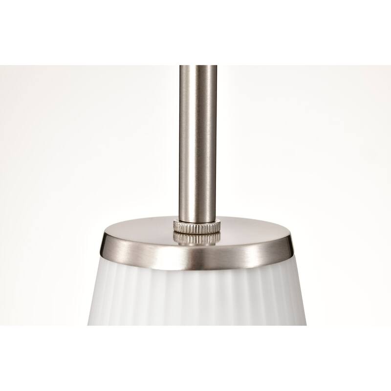 Royale Mini Pendant Brushed Nickel Finish Ribbed White Glass - Brushed Nickel