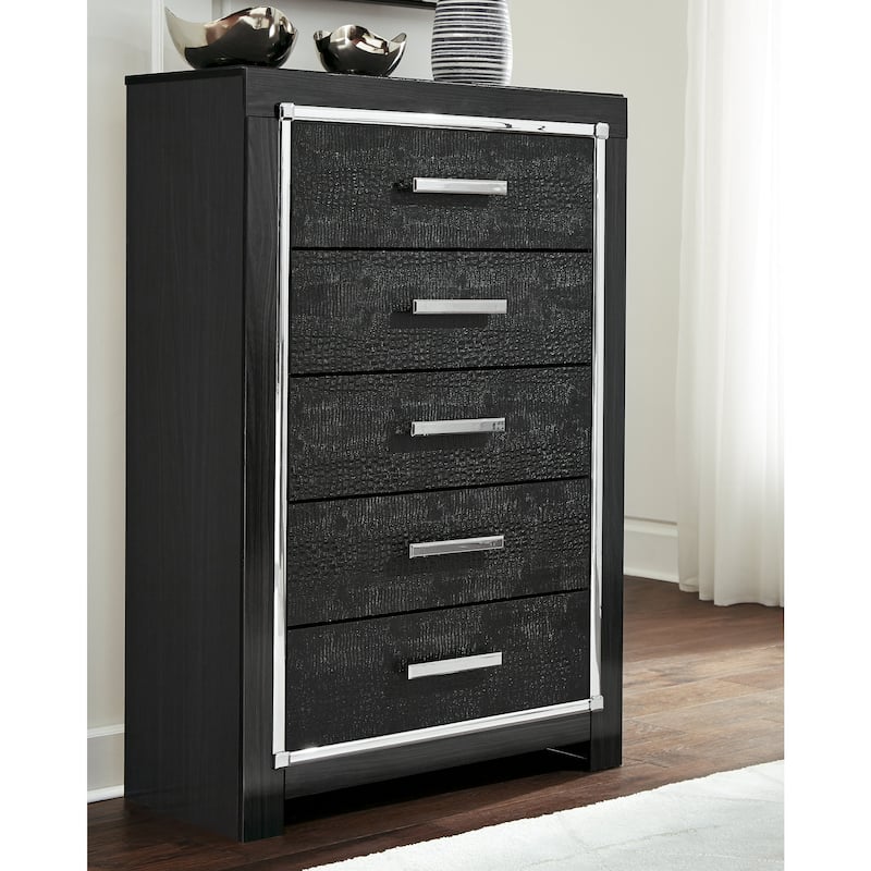 Kaydell Black Five Drawer Chest