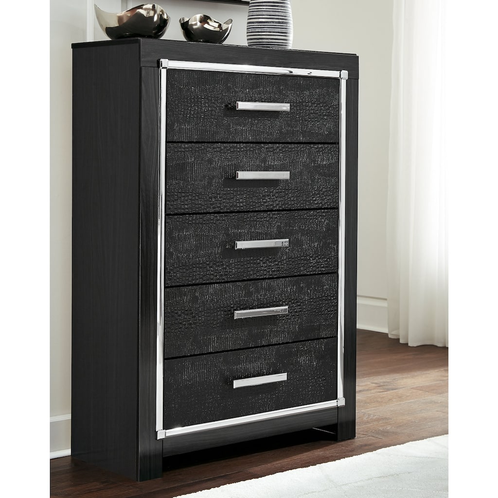 Kaydell Black Five Drawer Chest
