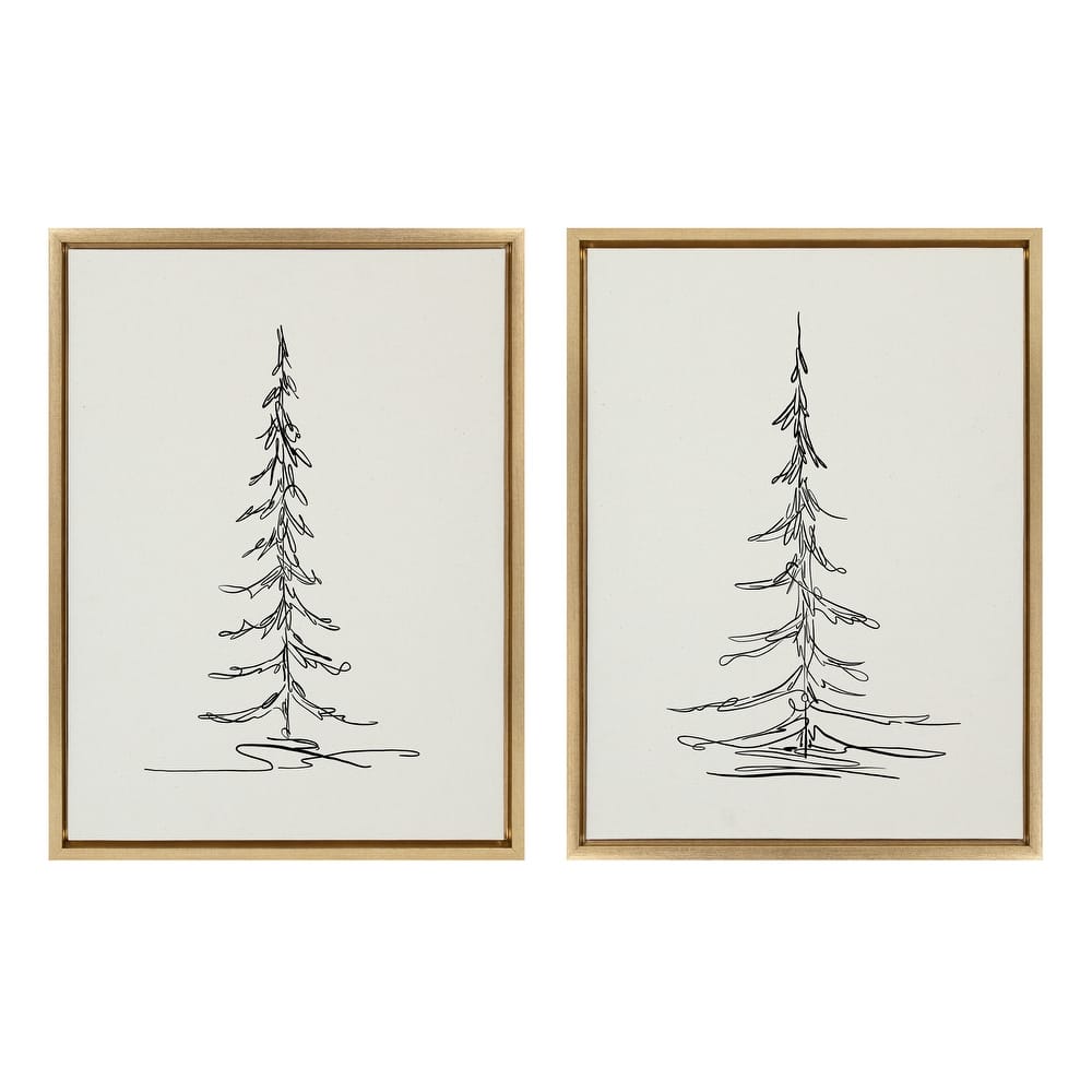 Kate and Laurel Sylvie Trees Canvas Set by The Creative Bunch Studio