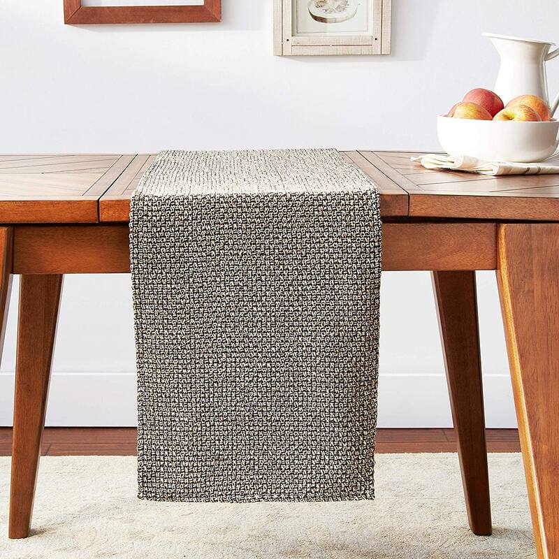 Violet Linen Chenille Basket Weave Pattern Polyester Table Runner