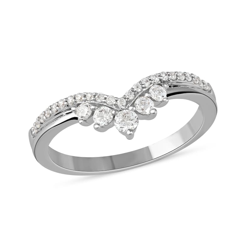 1/3ct TDW Diamond Contour Wedding Band in 10K Gold for Women - 8.5 - White