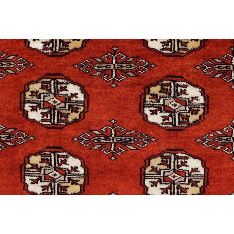 Southwestern Bokhara Cassandr Rust Beige Hand Knotted Runner - 2'7'' x 11'7''