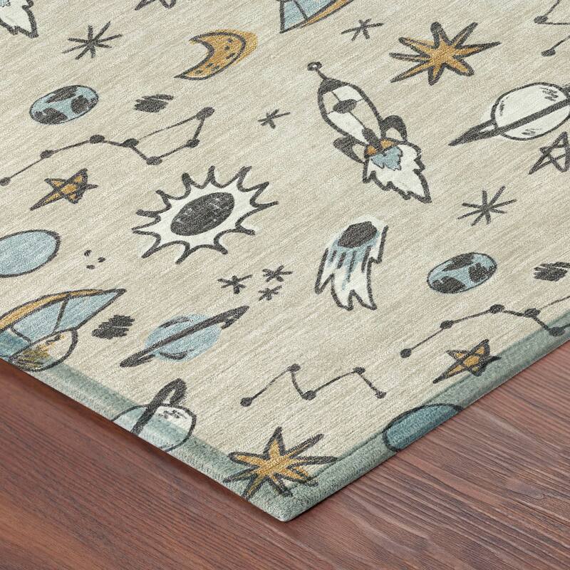 Machine Washable Indoor/ Outdoor Spaceship Chantille Rug