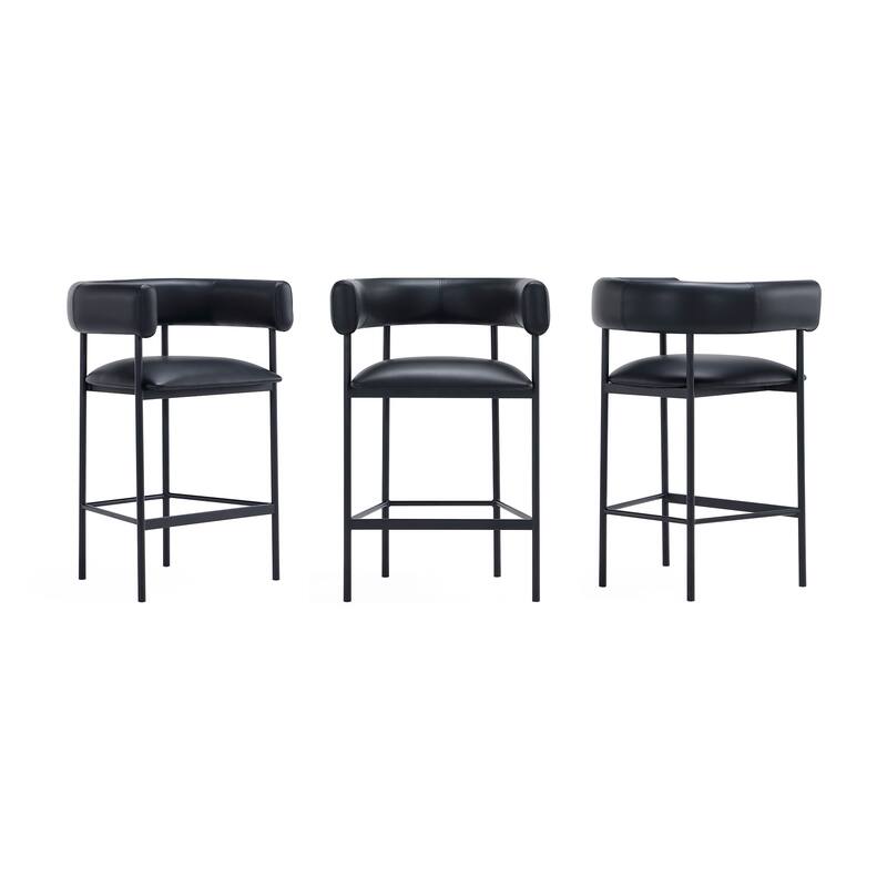 Manhattan Comfort Onda Metal Vegan Leather Counter Stool