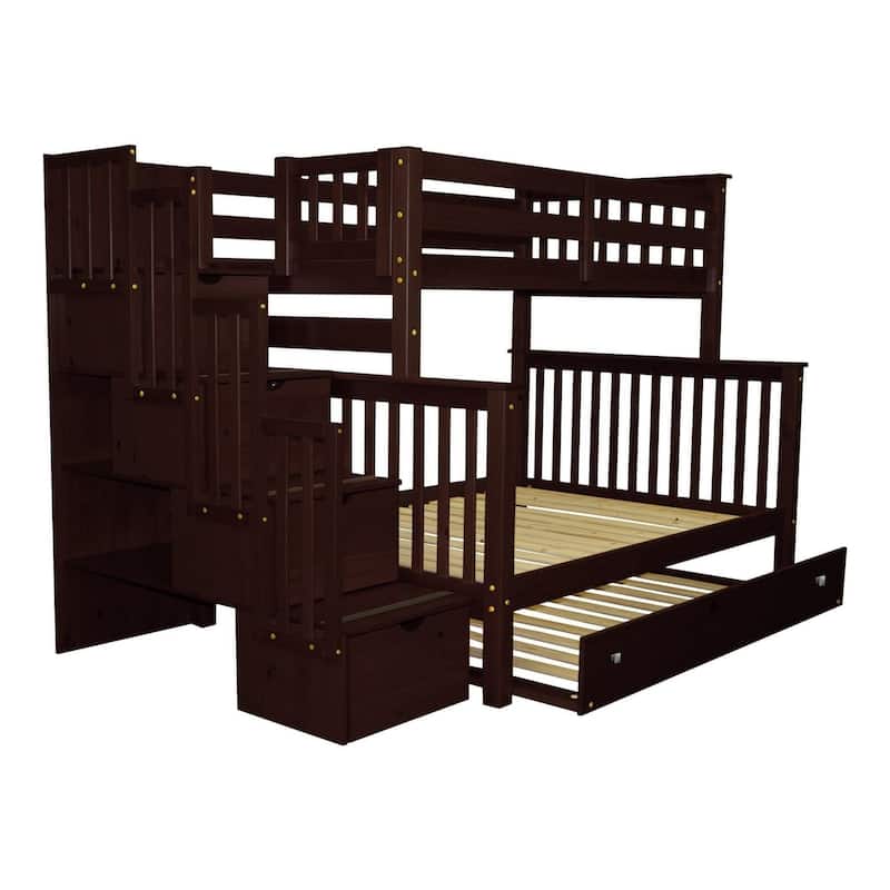 Taylor & Olive Trillium Twin over Full Stairway Bunk Bed, Twin Trundle