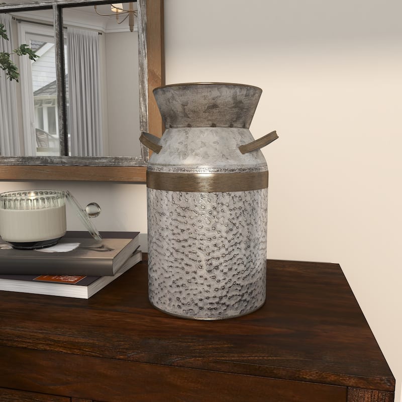 Gray Metal Milk Can Vase