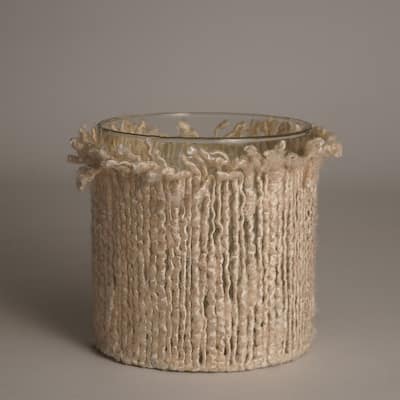 Glass Textured Votive Candle Holder - 6" - Cream