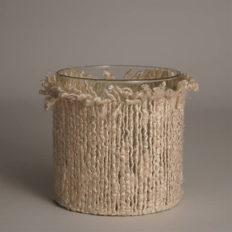 Votive Wapped in Cream Fabric 6"x6"- A