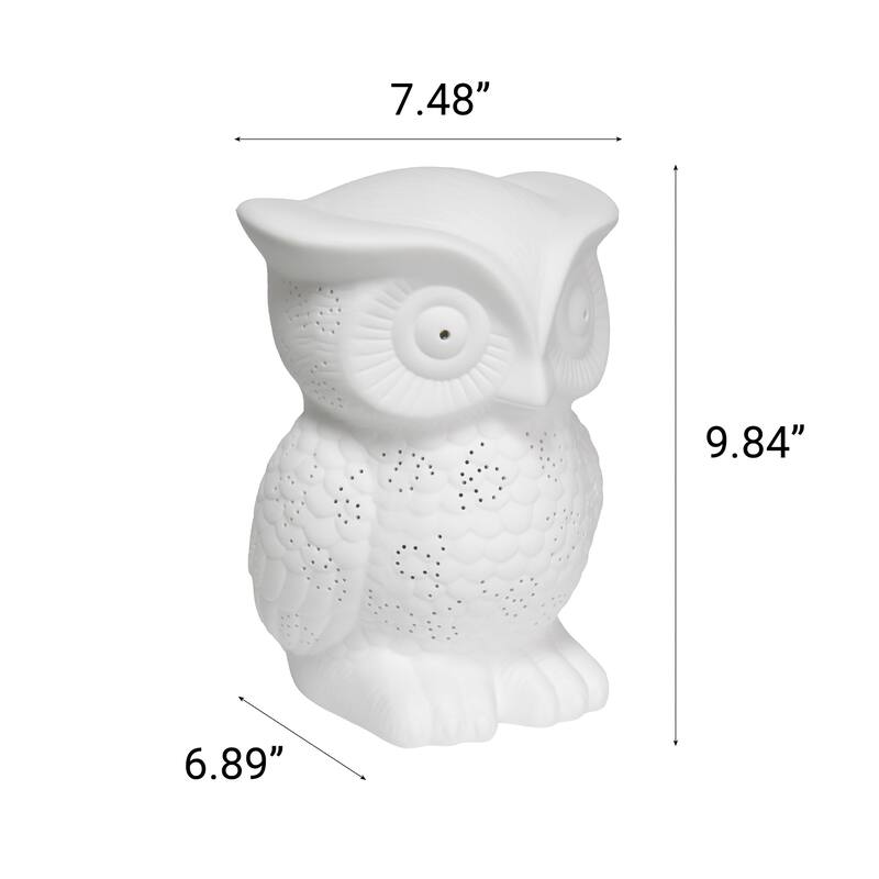 Wisdom Owl Porcelain Table Lamp - 9.75" - White