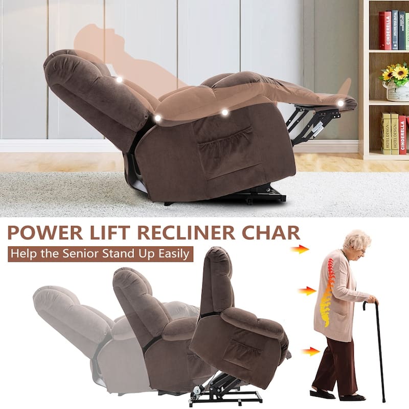 Power Lift Recliner Chair for Elderly, Heavy Duty & Safety Motion Reclining Mechanism-Fabric Sofa Living Room Chair