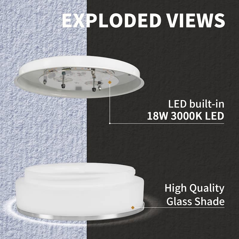 Flush Mount Ceiling Light with Frosted Glass Shade - N/A