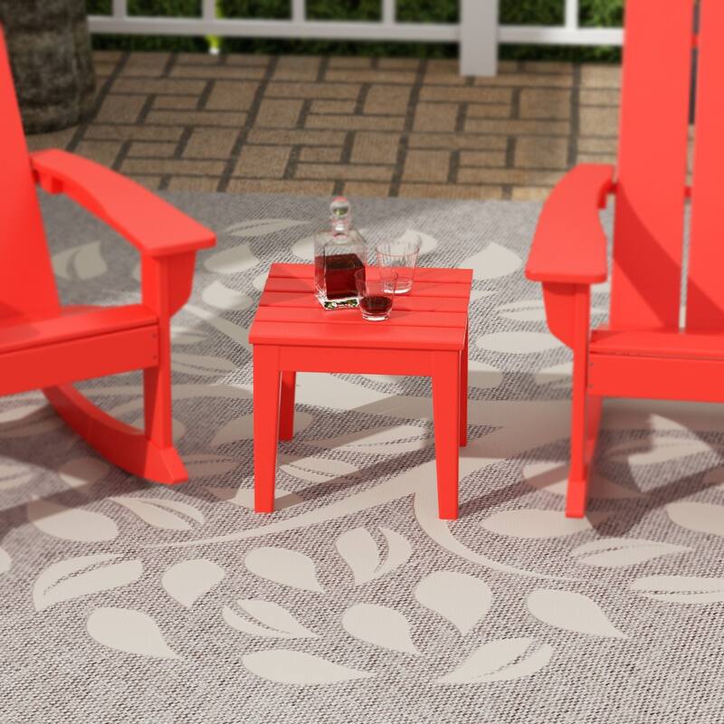 Shoreside HDPE Eco-Friendly All Weather Square Modern 18" Side Table - Red