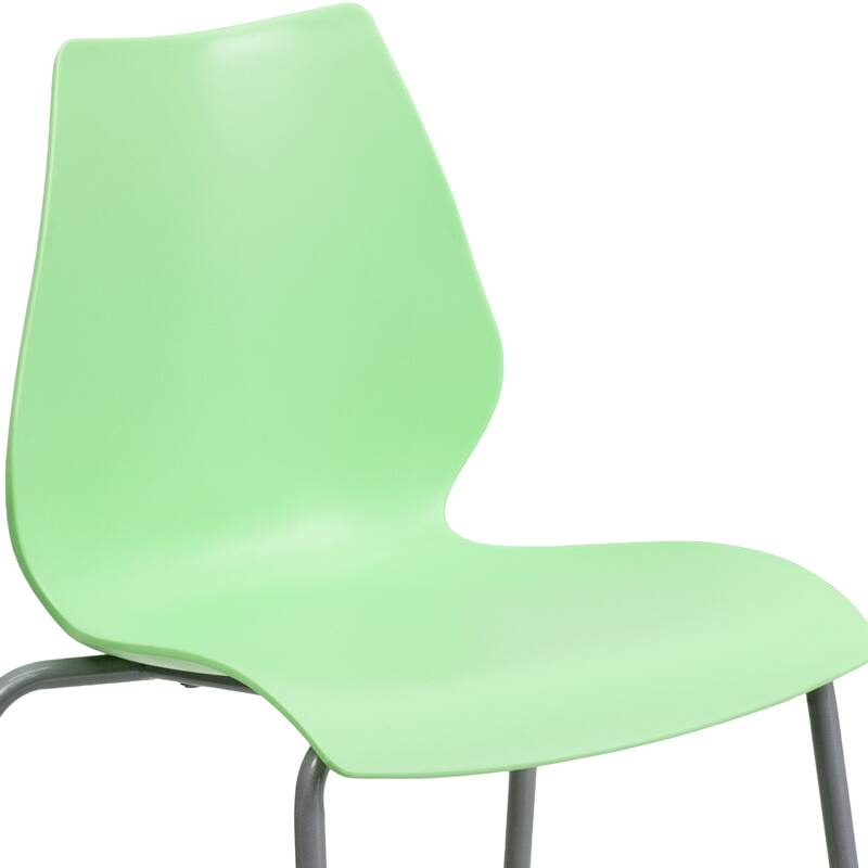 HERCULES Series Stack Chair with Lumbar Support and Silver Frame