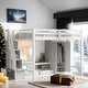 preview thumbnail 2 of 12, Multi-Functional Full Size Loft Bed Frame with Wardrobe, Low Storage Table and Storage Staircase, Health & Safe, White