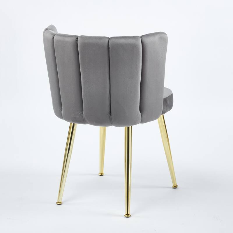 Modern Velvet Dining Chair Set of 2, with Iron Tube Golden Legs and Comfortable Backrest