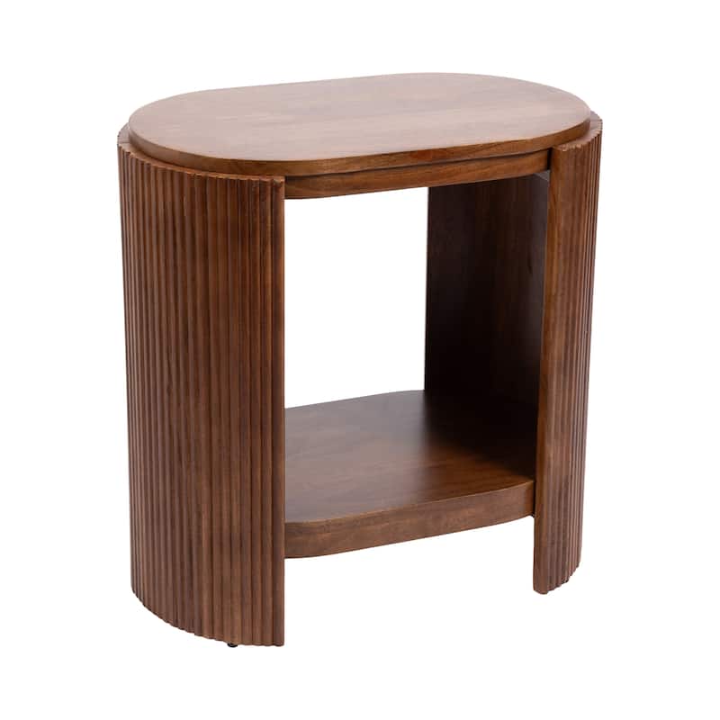 Kate and Laurel Cakora Capsule Wood Side Table - 22x13x22 - Walnut Brown