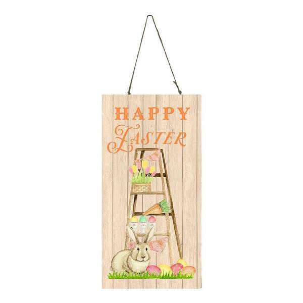 Vertical Happy Easter Bunny Ladder Handmade Wood Sign 10