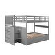 preview thumbnail 4 of 15, Full Over Full Bunk Bed with Twin Trundle, Staircase Drawers, and Safety Guardrails, Convertible Design for Flexible Setup