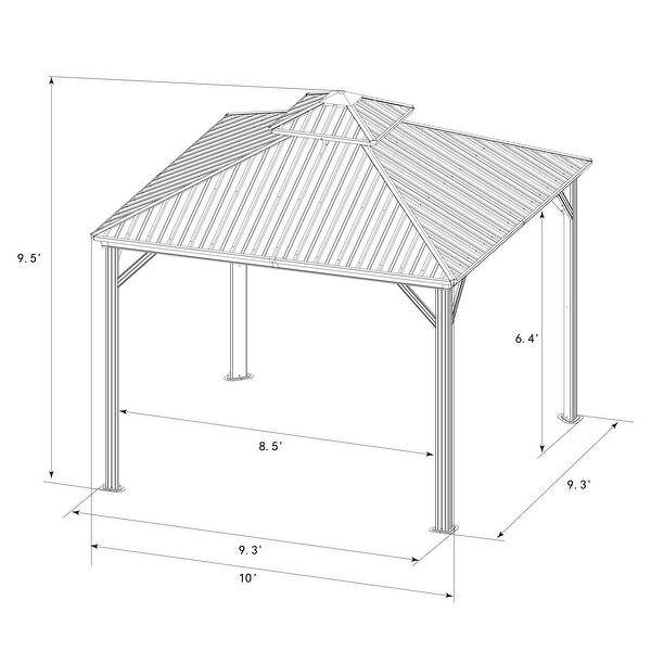 Kozyard 10'x10' Caesar Hardtop Aluminum Permanent Gazebo with 2-Layer ...