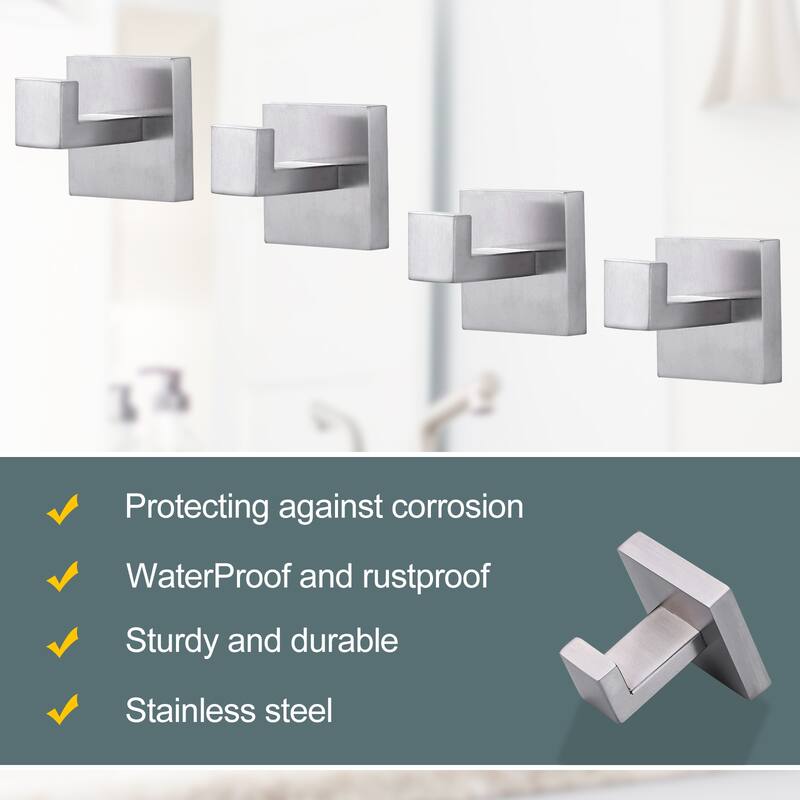WOWOW J-Hook Wall Mount Robe/Towel Hook 4PCS