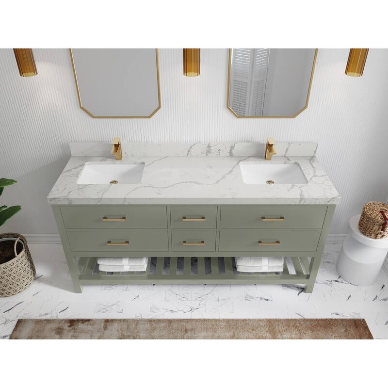 Willow Collections 72 in. W x 22 in. D Parker Double Sink Bathroom Vanity with Countertop