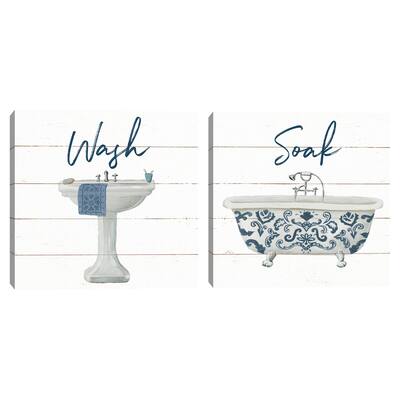 Cottage Bath by Wild Apple Portfolio S/2 by Wild Apple Portfolio Canvas Art Prints