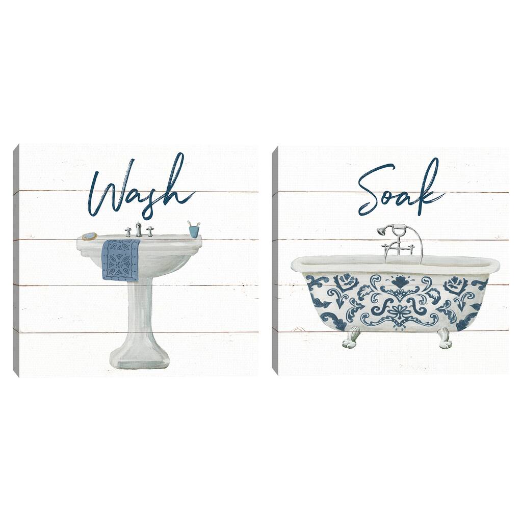 Cottage Bath by Wild Apple Portfolio S/2 by Wild Apple Portfolio Canvas Art Prints