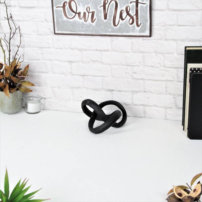 Kompo Black Cast Iron Modern Abstract Infinite Knot Decor